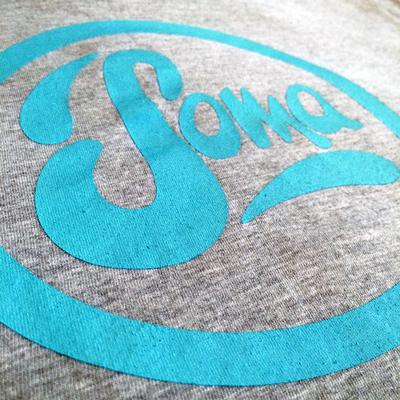 Grey with turquoise logo